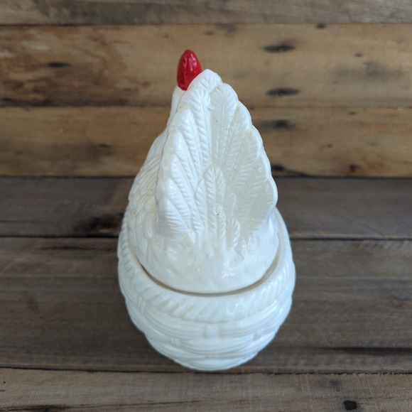 Vintage White Ceramic Hen on a Nest - Picture 6 of 11